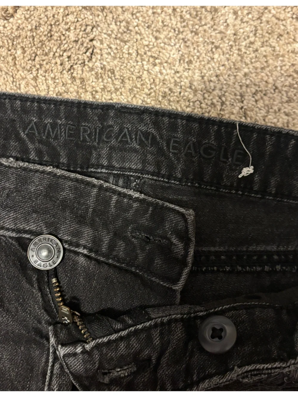 American Eagle Black Distressed High Rise Shorts